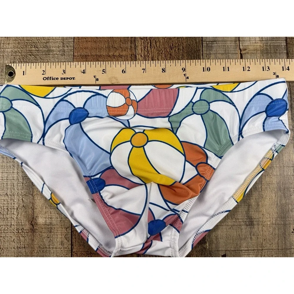 Mizok Wear Men's Swim Brief Size S Beach Ball Print Bikini Swimsuit NWT